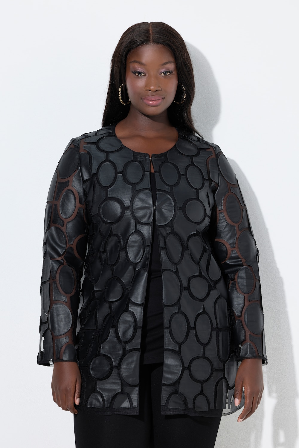 Große Größen Jacke, Damen, schwarz, Größe: 46/48, Polyester/Synthetische Fasern, Ulla Popken