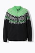 Gebreid vest met Noors patroon, opstaande kraag, rits, lange mouwen