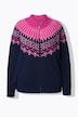 Gebreid vest met Noors patroon, opstaande kraag, rits, lange mouwen