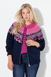 Gebreid vest met Noors patroon, opstaande kraag, rits, lange mouwen