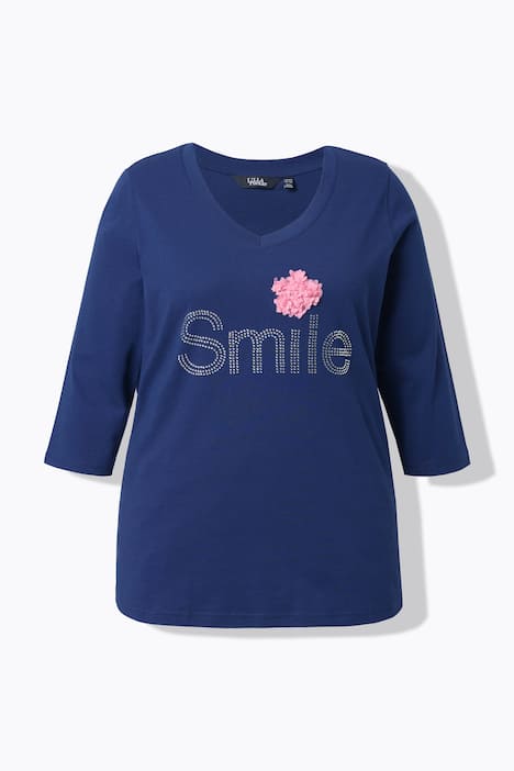 Shirt, Smile, Classic, V-hals, 3/4-mouwen