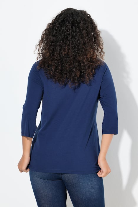 Shirt, Smile, Classic, V-hals, 3/4-mouwen