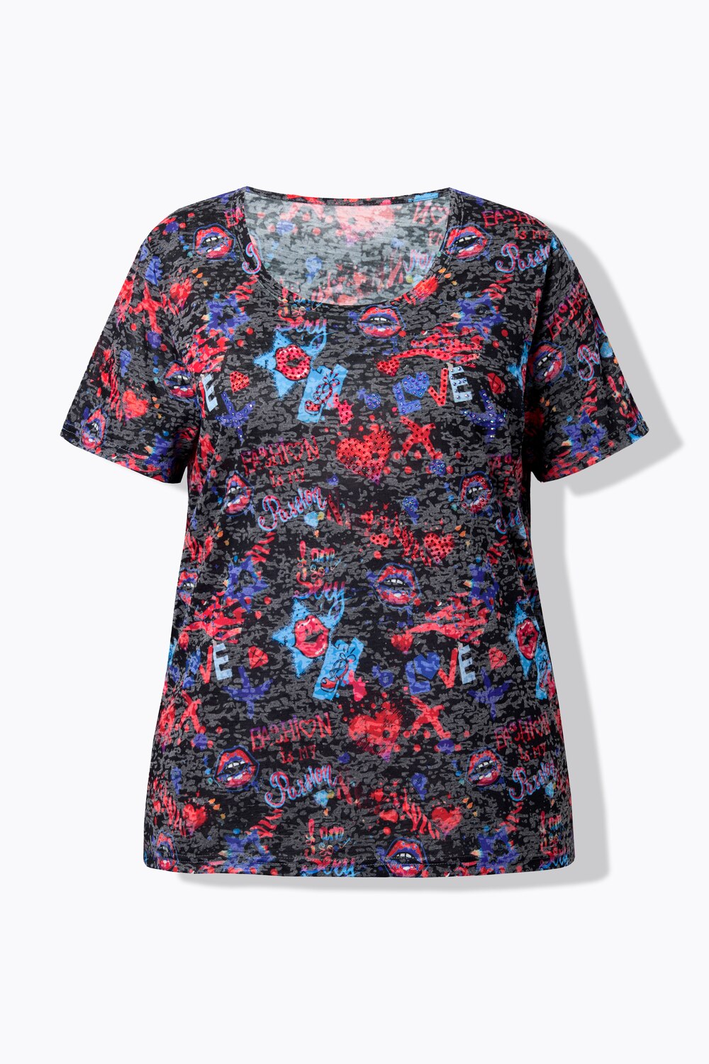 Stora storlekar T-shirt, Dam, svart, storlek: 58, Polyester/Viskos, Angel of Style
