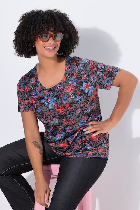 T-Shirt, Komfort Fit, LOVE-Muster