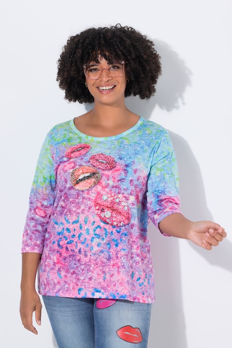 T-Shirt, Komfort Fit, Regenbogen Leo, Kussmünder