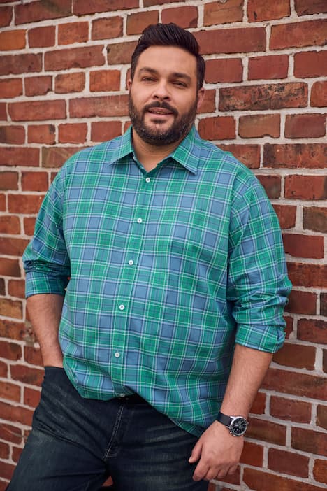 Men+ geruit overhemd, lange mouw, kentkraag, comfort fit, tot 8XL