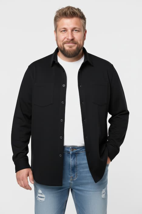 Men+ Sweat-Overshirt, Langarm, Hemd, Kentkragen, bis 8 XL