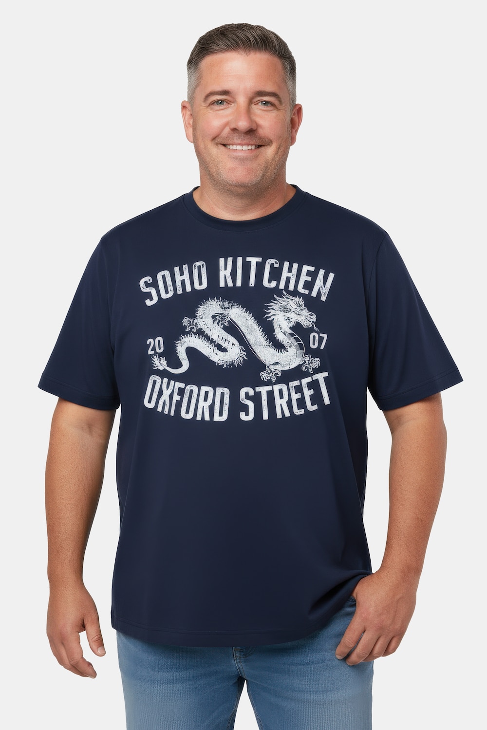 Men+ T-Shirt, Brustprint, Halbarm, Rundhals, bis 8 XL