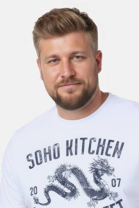 Men+ T-Shirt, Brustprint, Halbarm, Rundhals, bis 8 XL