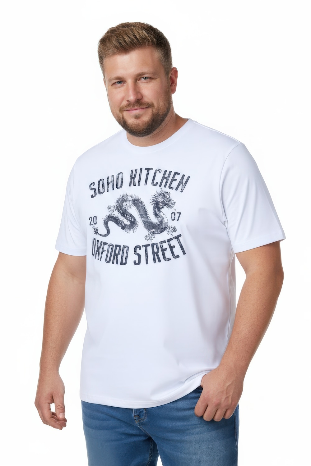 Stora storlekar T-shirt, Her, vit, storlek: 7XL, Bomull, Men Plus