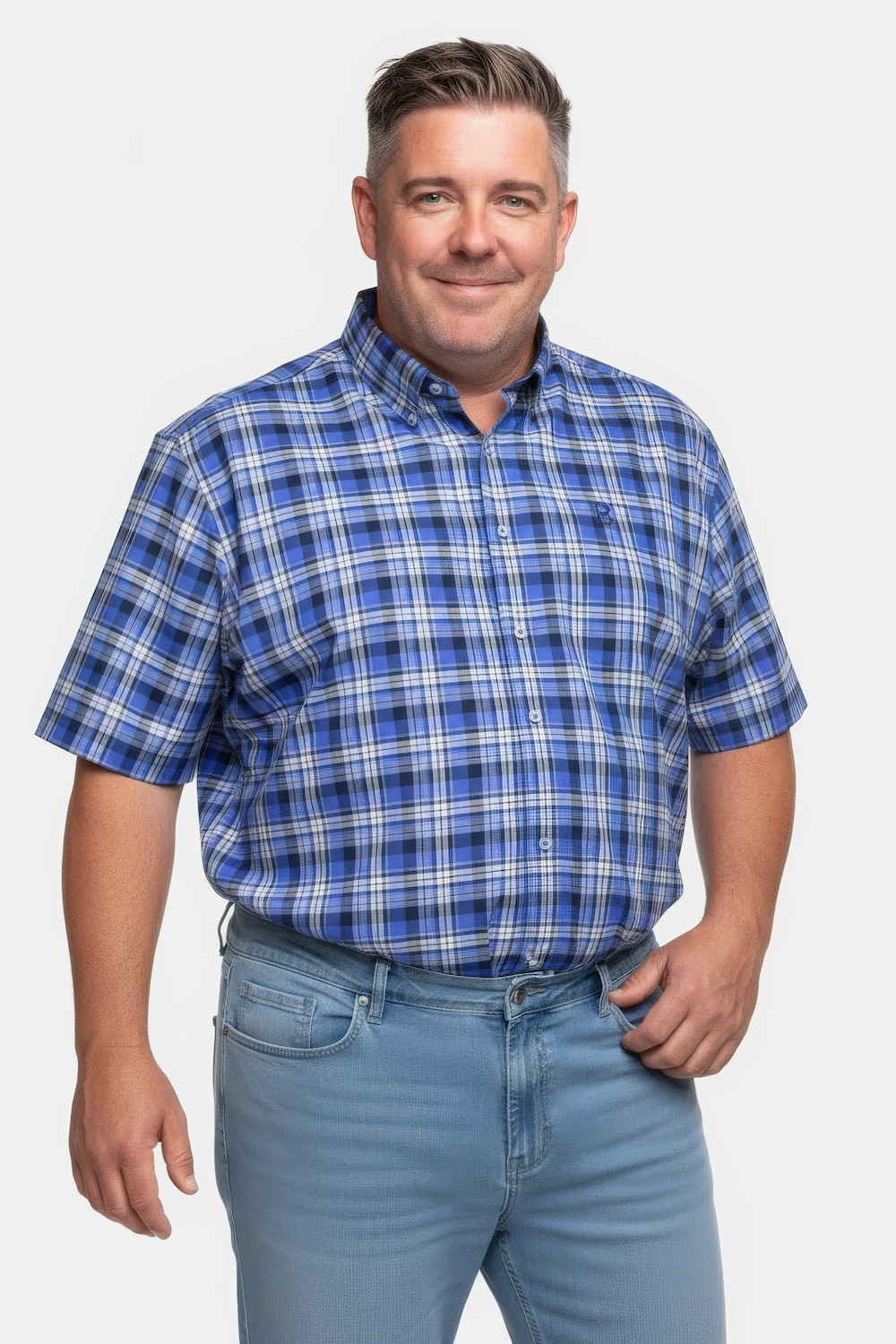 Boston Park Karohemd, Halbarm, Buttondown-Kragen, Comfort Fit, bis 8 XL