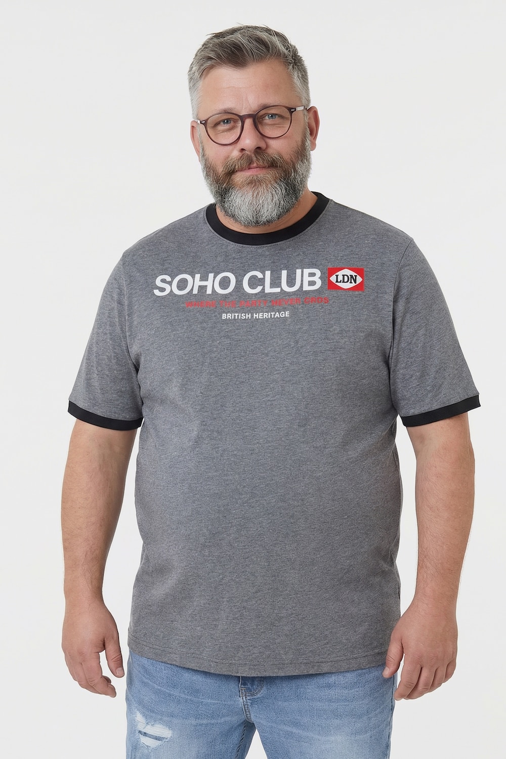 Men+ T-Shirt, Brustprint, Halbarm, Rundhals, bis 8 XL