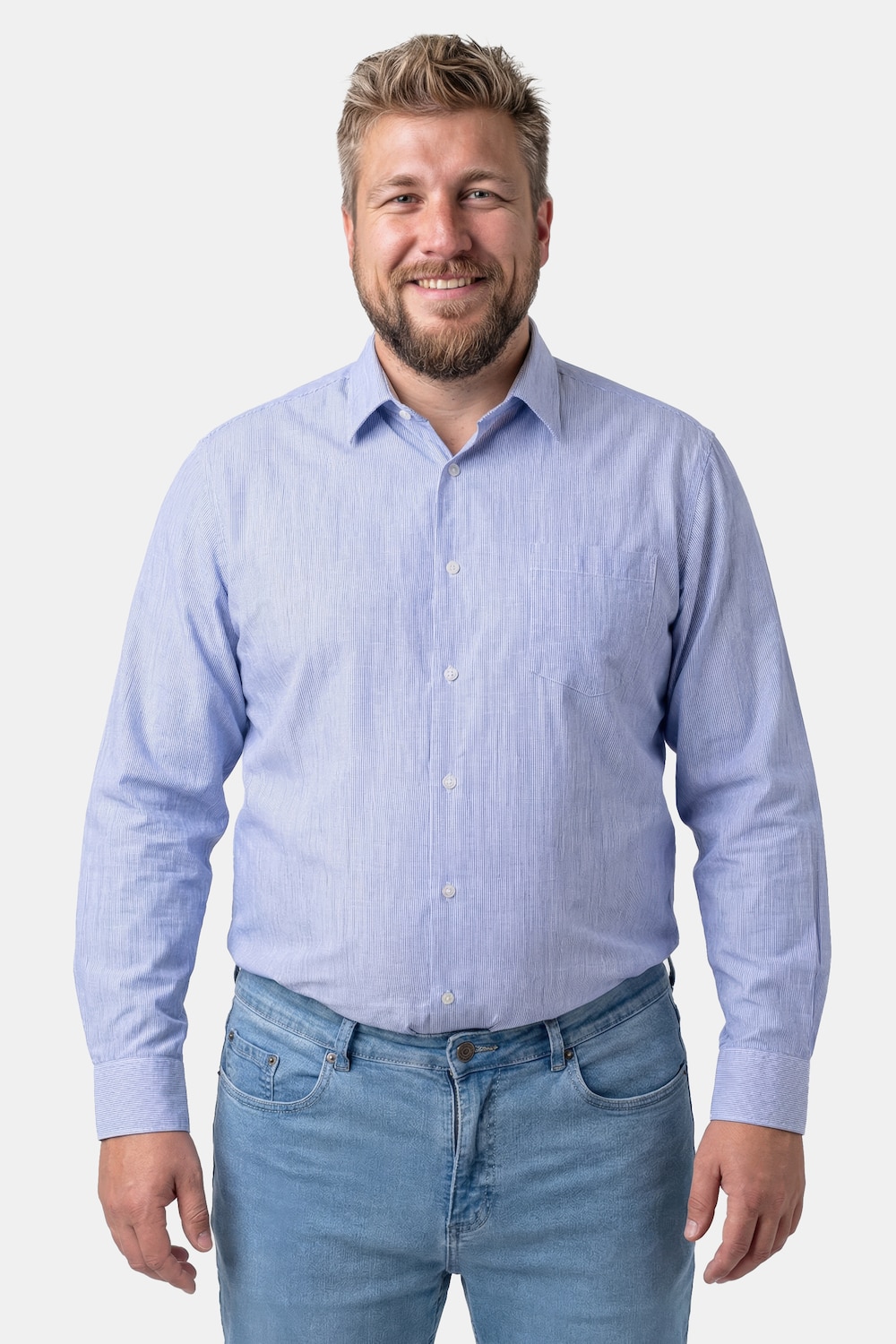 Boston Park Leinenmix-Streifenhemd, Langarm, Kentkragen, Comfort Fit, bis 8 XL