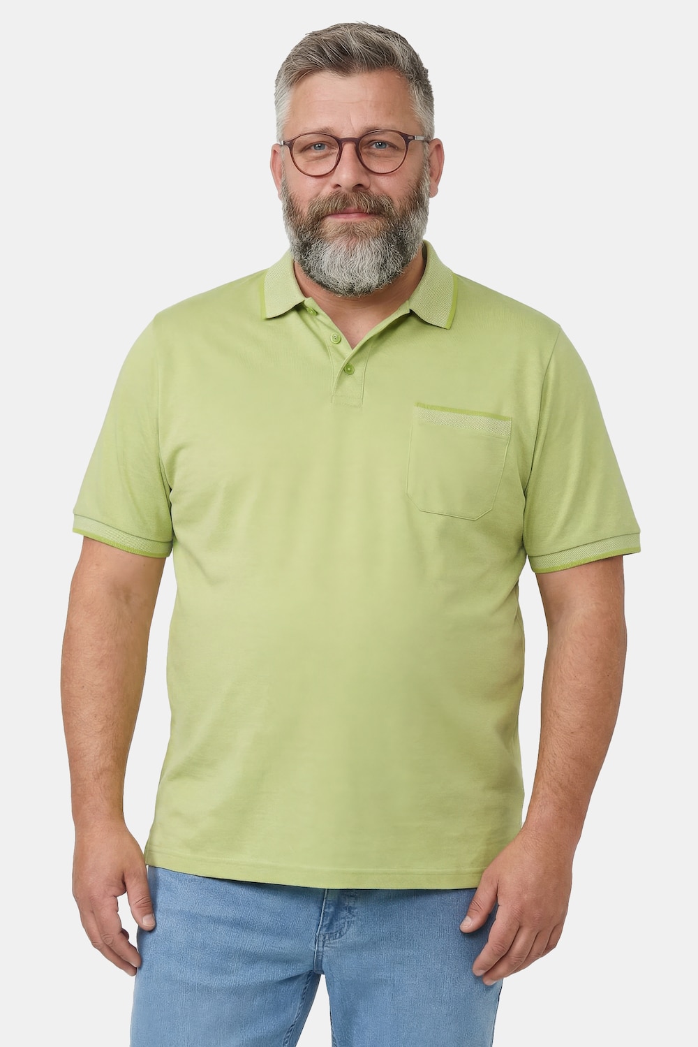 Men+ T-Shirt, TwoTone-Pikee, Halbarm, bis 8 XL
