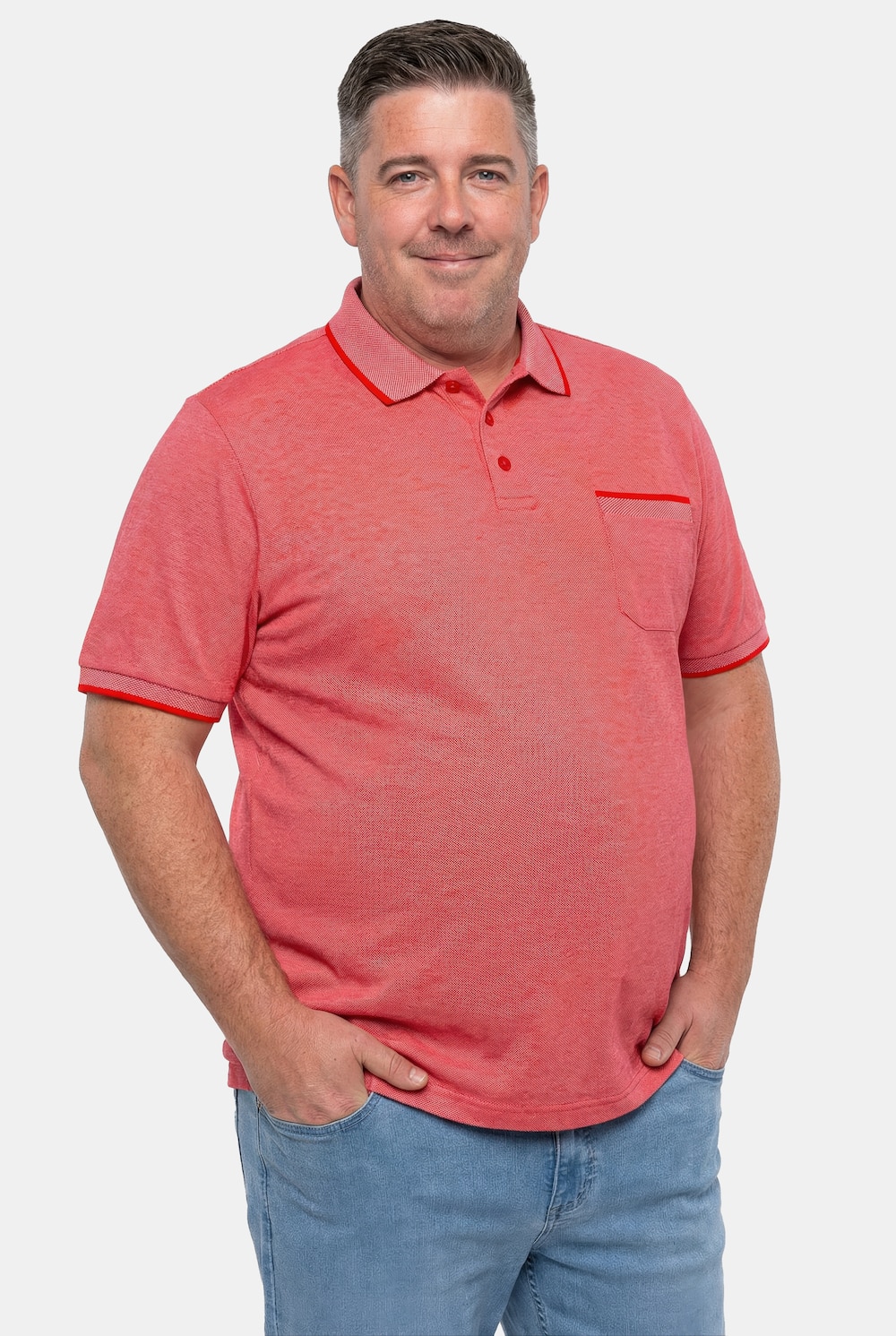 Men+ T-Shirt, TwoTone-Pikee, Halbarm, bis 8 XL