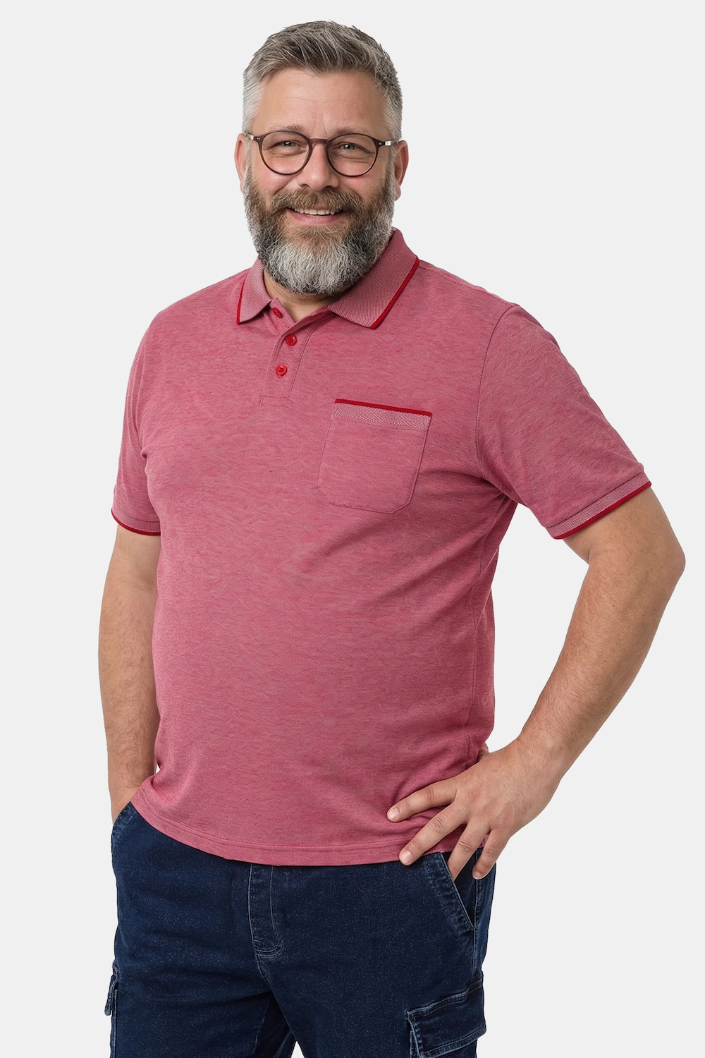 Men+ T-Shirt, TwoTone-Pikee, Halbarm, bis 8 XL