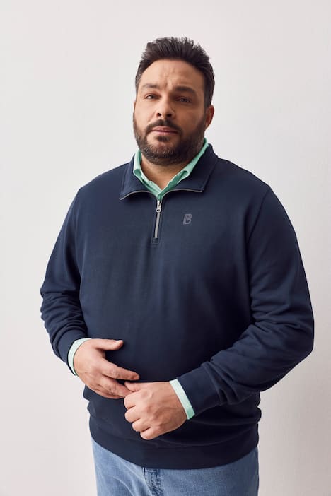 Boston Park half-zip, sweat fabric, stand-up collar with zip, up to 84/86