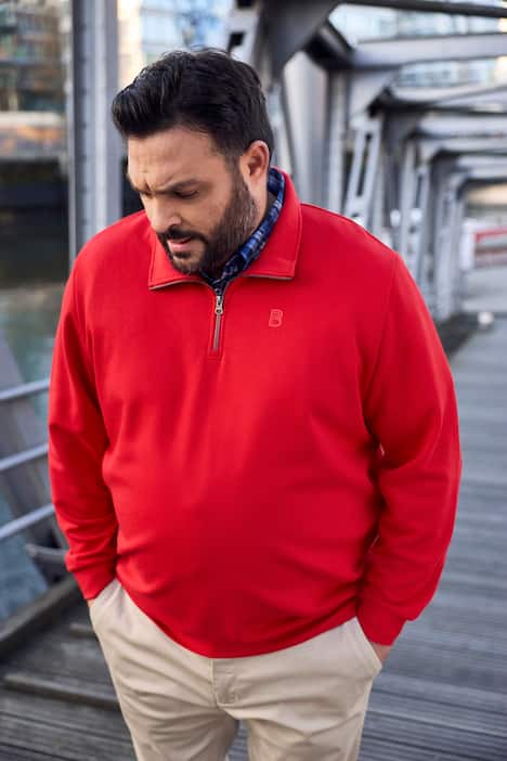 Boston Park half-zip, sweat fabric, stand-up collar with zip, up to 84/86