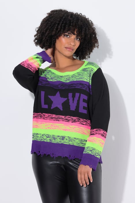 Pullover, Straight Fit, Farbverlauf, destroyed Saum
