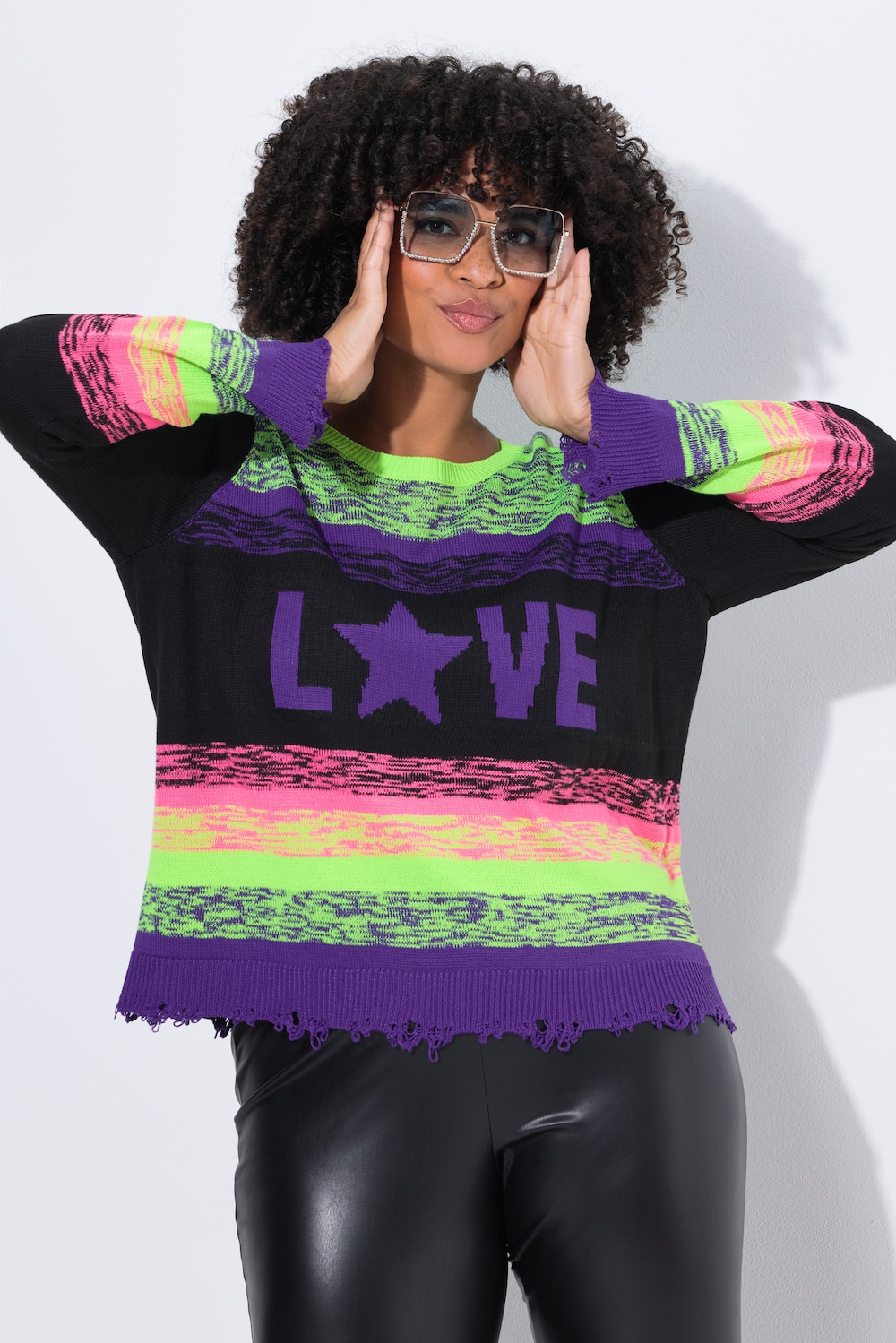 Pullover, Straight Fit, Farbverlauf, destroyed Saum