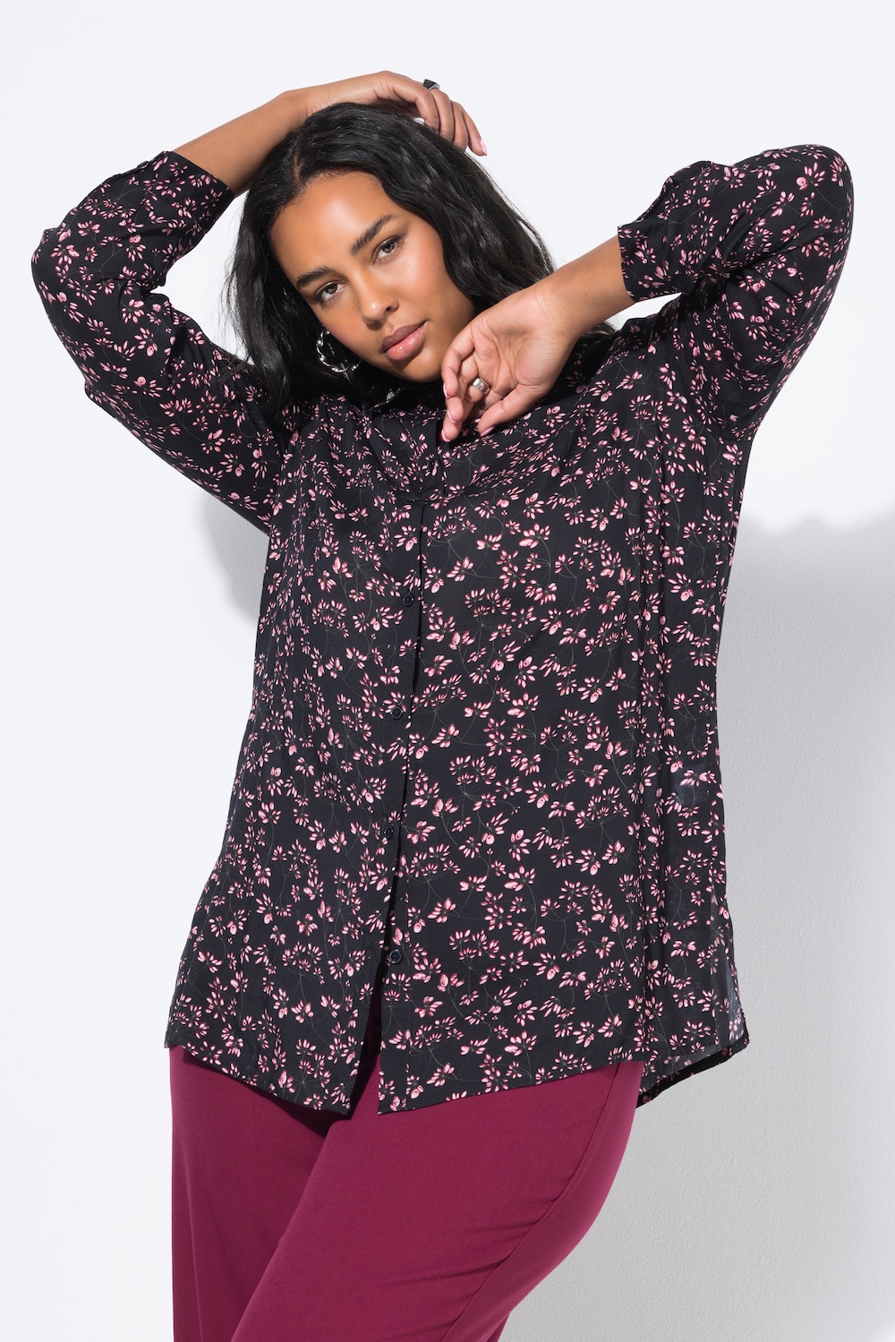 Hemdbluse, Boxy Shape, Flower-Alloverprint