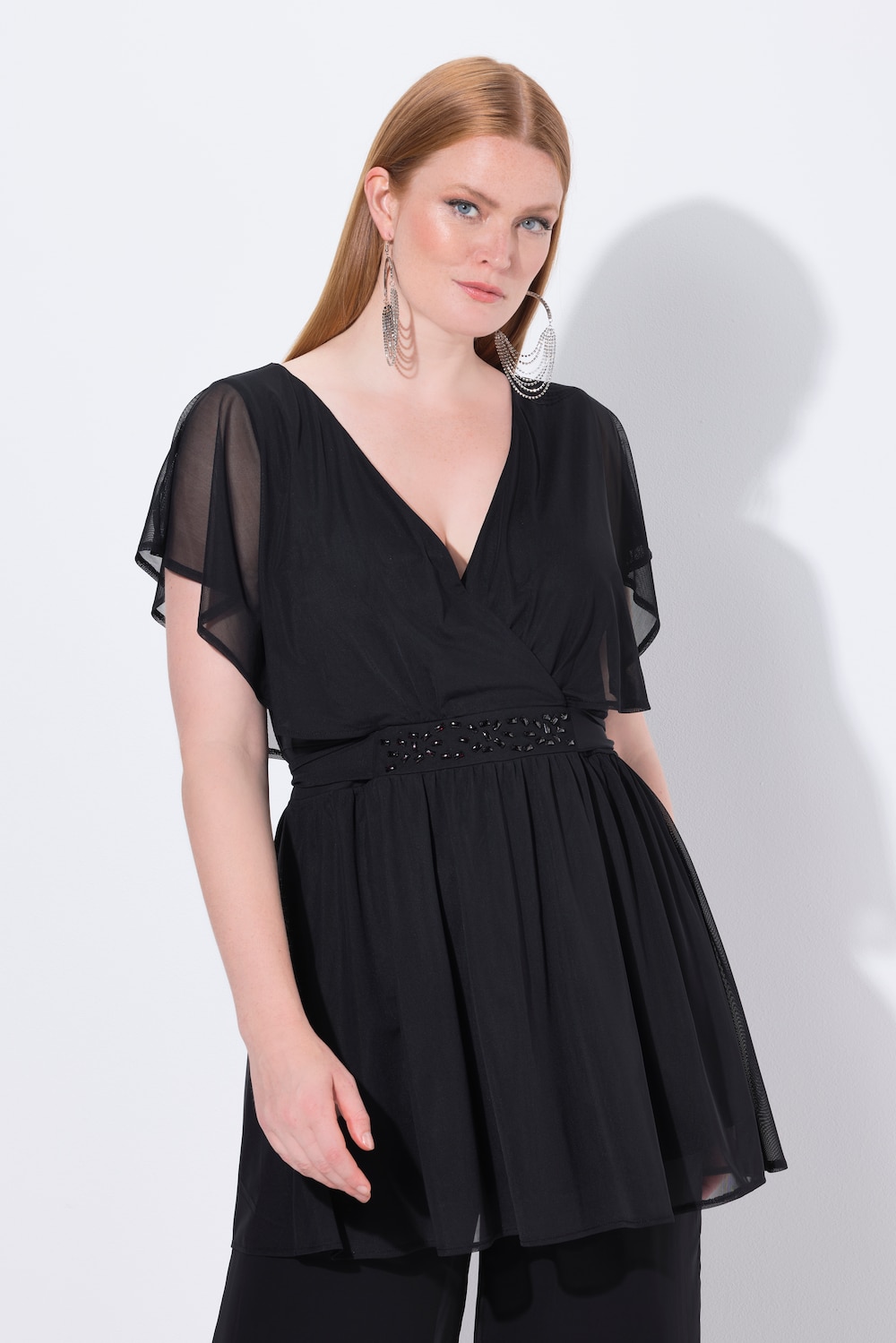 Große Größen Tunika, Damen, schwarz, Größe: 42/44, Polyester/Elasthan, Ulla Popken