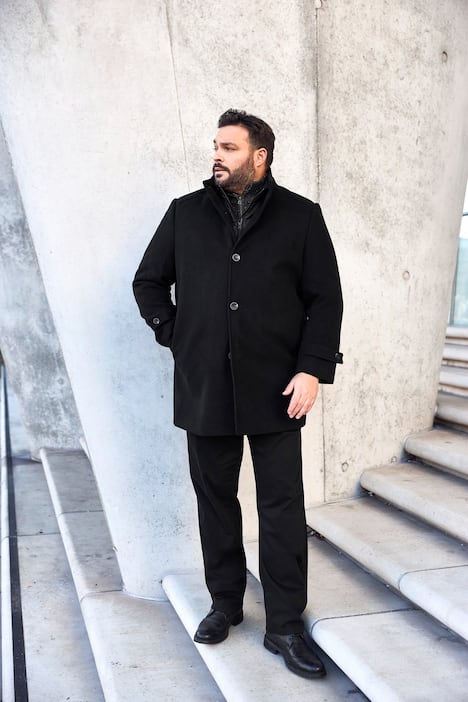 Boston Park Wolloptik-Mantel, Inlay, Stehkragen, bis 84/86