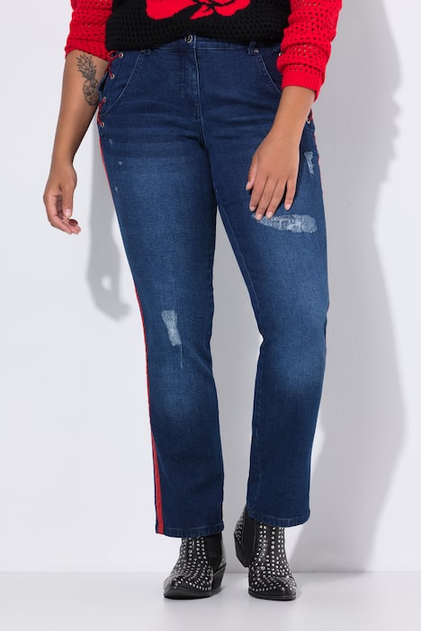 Jeans Paula, Straight Fit, seitliches Bindeband, 5-Pocket
