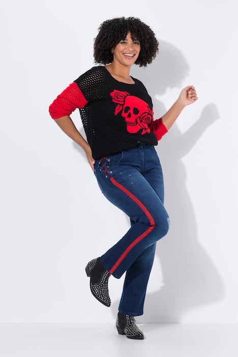 Jeans Paula, Straight Fit, seitliches Bindeband, 5-Pocket