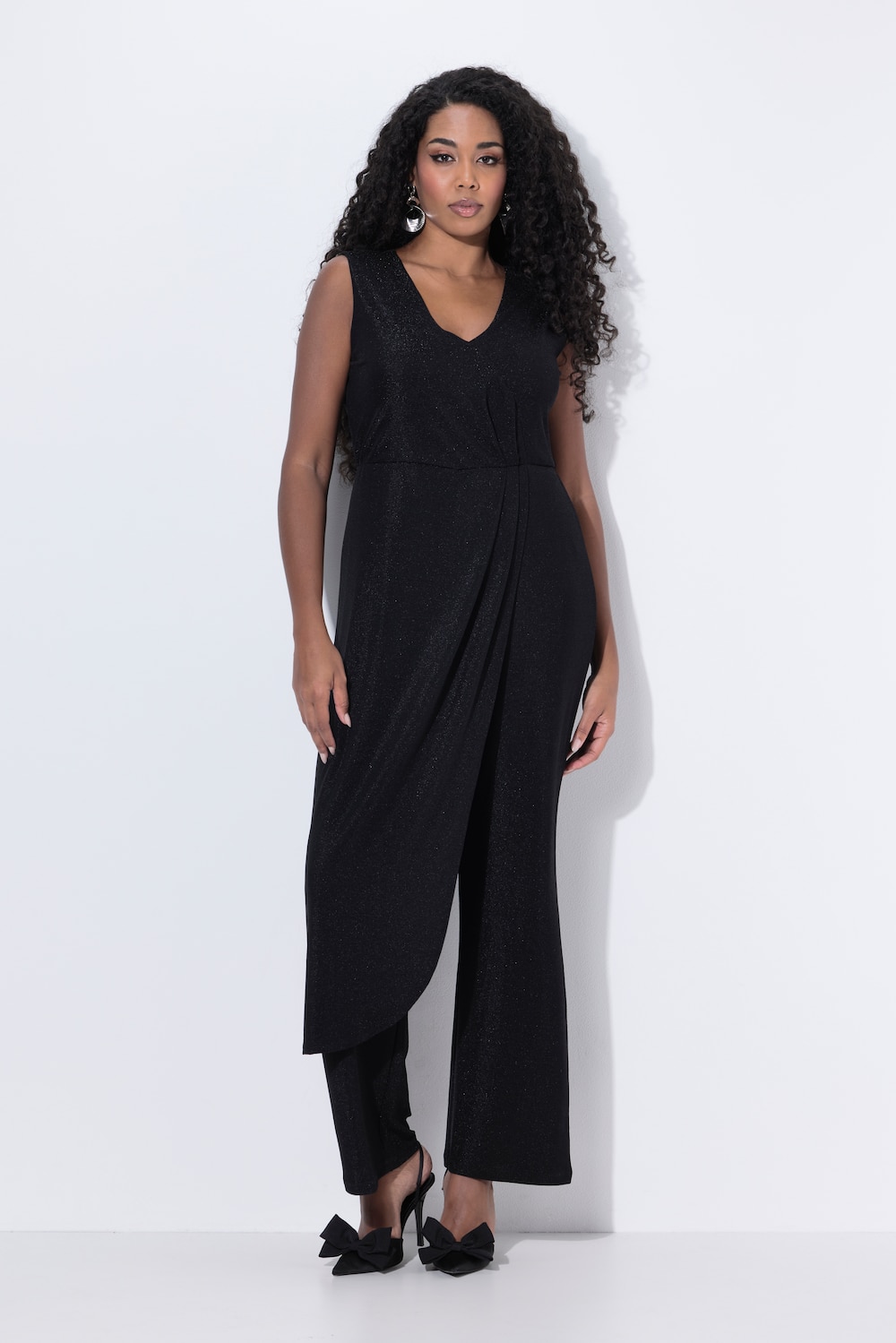 Große Größen Jumpsuit, Damen, schwarz, Größe: 56, Synthetische Fasern/Metallische Fasern, Ulla Popken