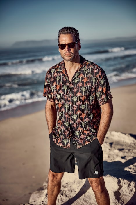 JP 1880 overhemd, korte mouwen, Cubaanse kraag, bloemenprint, Cubaanse fit, tot 8XL