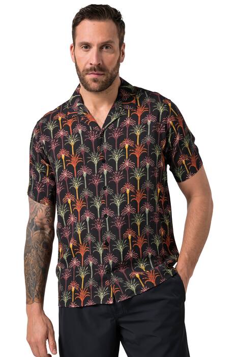 JP 1880 košile, polodlouhý rukáv, cuba límeček, květinový potisk, hranatý cuba střih, až 8XL