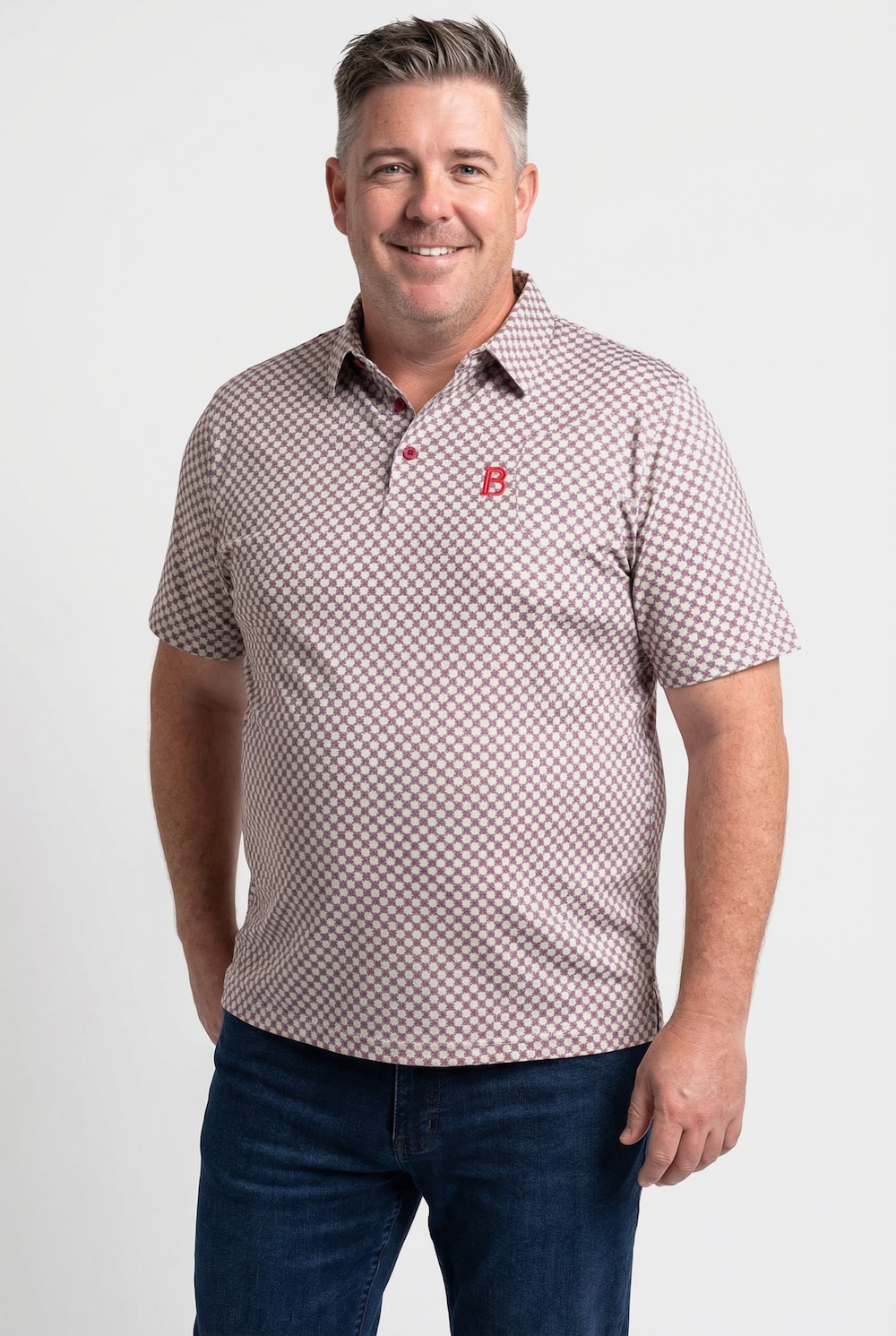 Boston Park Poloshirt, Alloverprint, Halbarm, bis 84/86