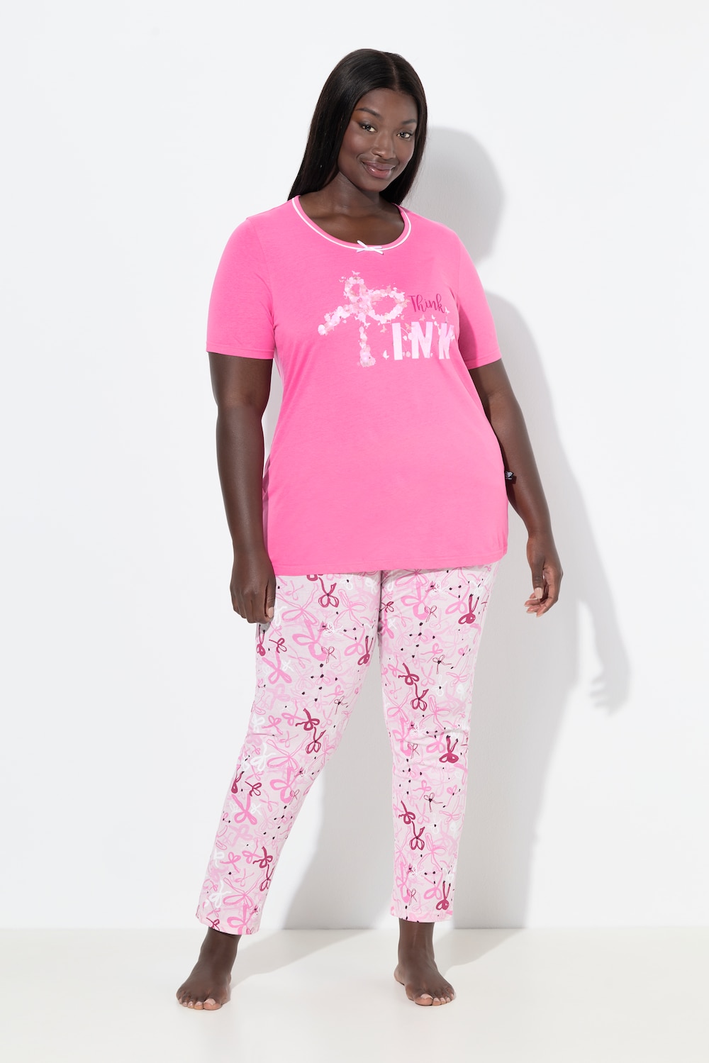 Thumbnail - Große Größen Pyjama, Damen, rosa, Größe: 46/48, Baumwolle, Ulla Popken