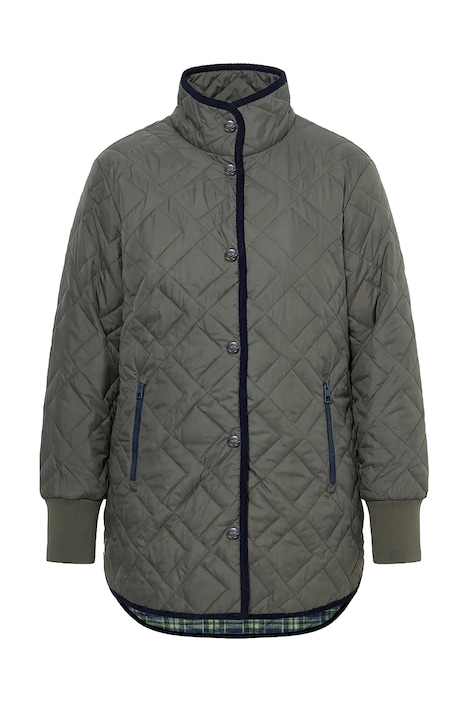 Prošívaná bunda s kostkovanou podšívkou a stojáčkem