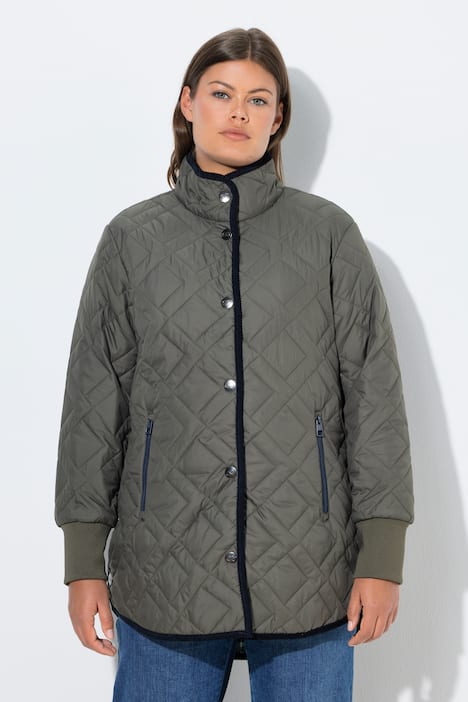 Steppjacke mit Karofutter und Stehkragen