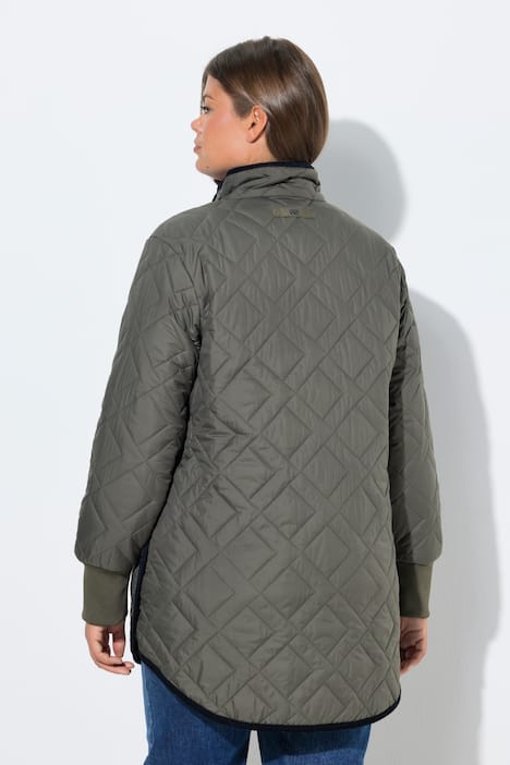 Steppjacke mit Karofutter und Stehkragen