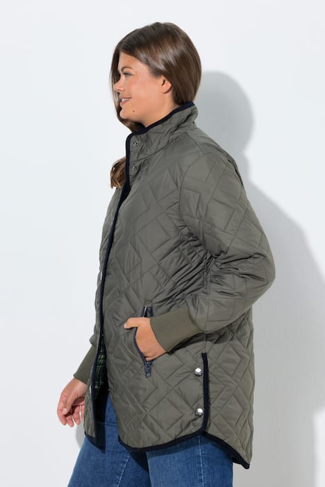 Steppjacke mit Karofutter und Stehkragen