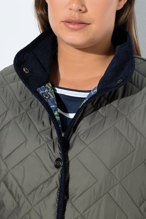 Steppjacke mit Karofutter und Stehkragen