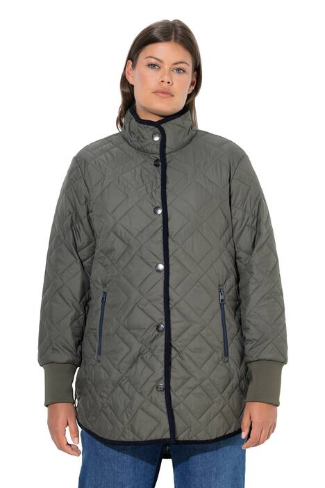 Prošívaná bunda s kostkovanou podšívkou a stojáčkem