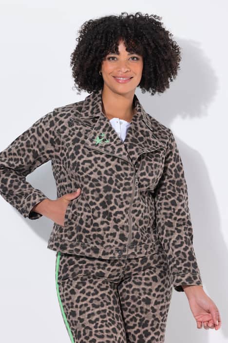 Bikerjacke, Twill-Web, Leo, Metallzipper