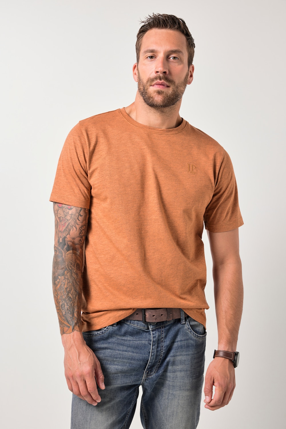 JP1880 T-Shirt, Halbarm, Melange-Jersey, bis 8 XL