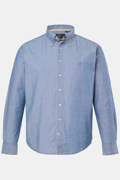 Chemise JP 1880 aspect jean, manches longues et col à pointes boutonnée, coupe Modern Fit - jusqu'au 8 XL