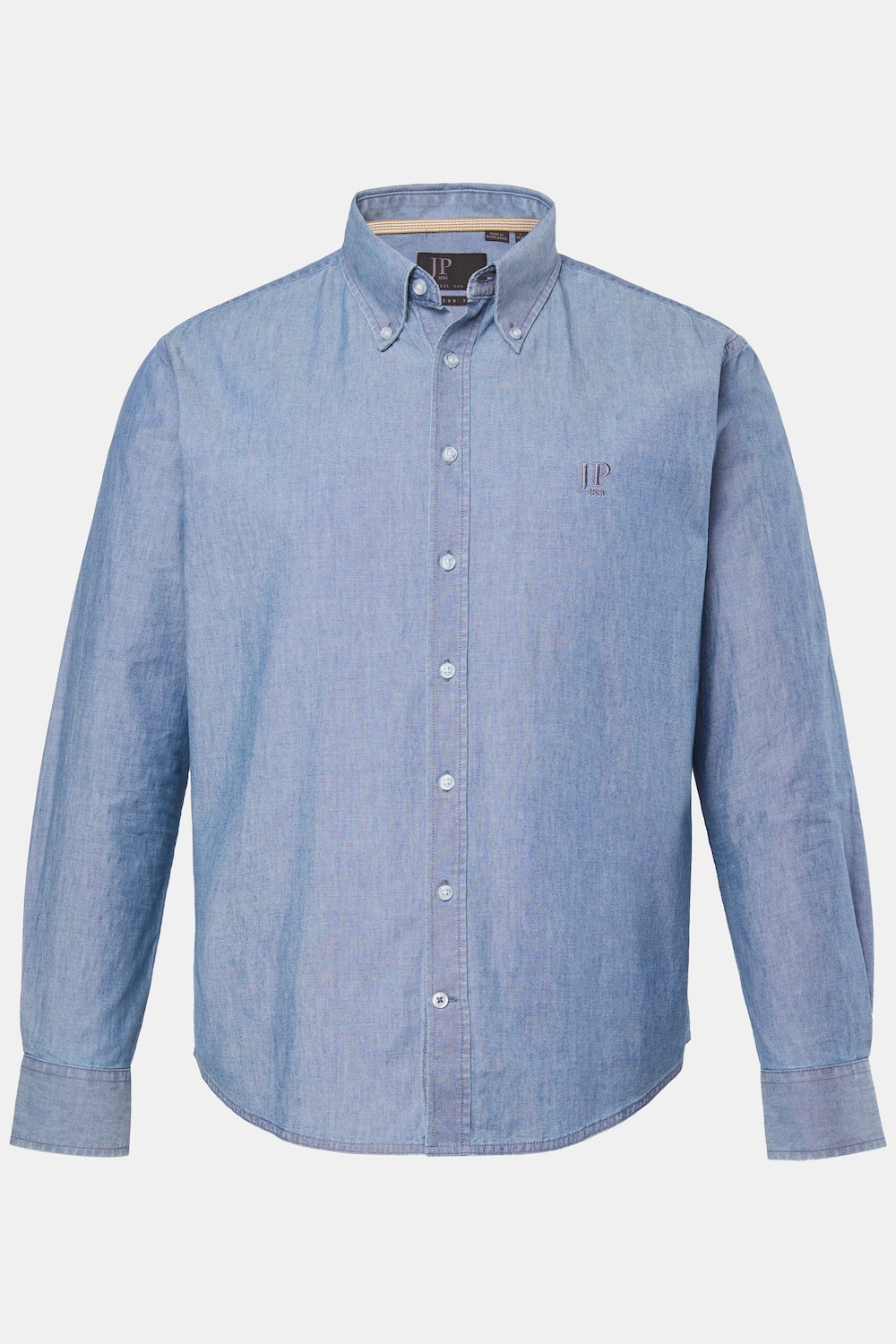 Chemise JP 1880 aspect jean, manches longues et col à pointes boutonnée, coupe Modern Fit - jusqu'au 8 XL