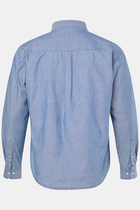 Chemise JP 1880 aspect jean, manches longues et col à pointes boutonnée, coupe Modern Fit - jusqu'au 8 XL