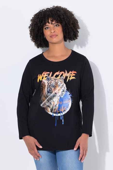 T-Shirt, Komfort Fit, Tiger-Motiv, Langarm