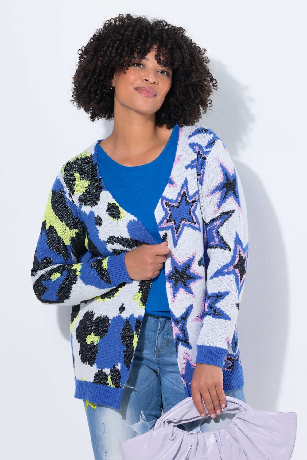 Strickjacke, Straight Fit, Mustermix, offene Form