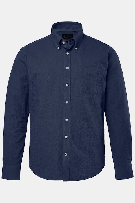 JP1880 Seersucker-Hemd, Langarm, Buttondown-Kragen, Modern Fit, bis 8 XL