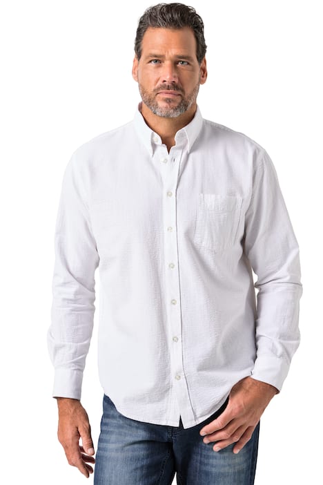 Košile, Seersucker, JP1880, dlouhé rukávy, límeček s knoflíky, Modern střih, do 8XL