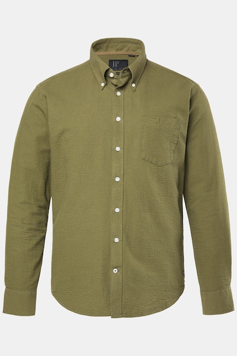 JP1880 Seersucker-Hemd, Langarm, Buttondown-Kragen, Modern Fit, bis 8 XL